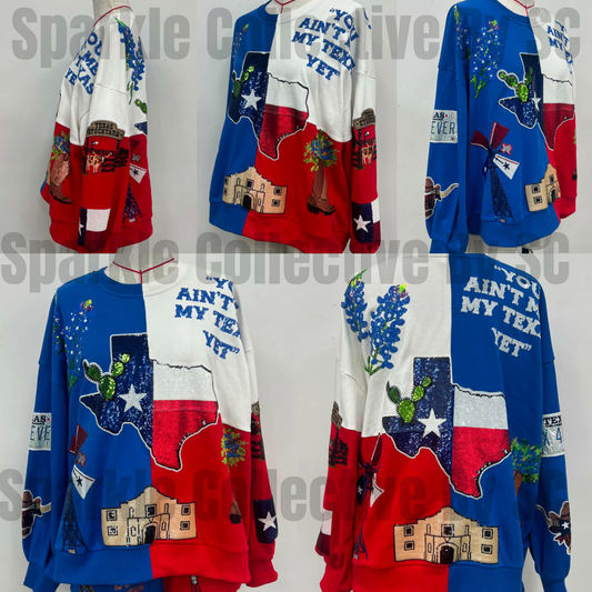 Light Weight Deep in the Heart of Texas by SC Sparkle Collective hand sewn sequins Short Set [[ARRIVAL JULY]]