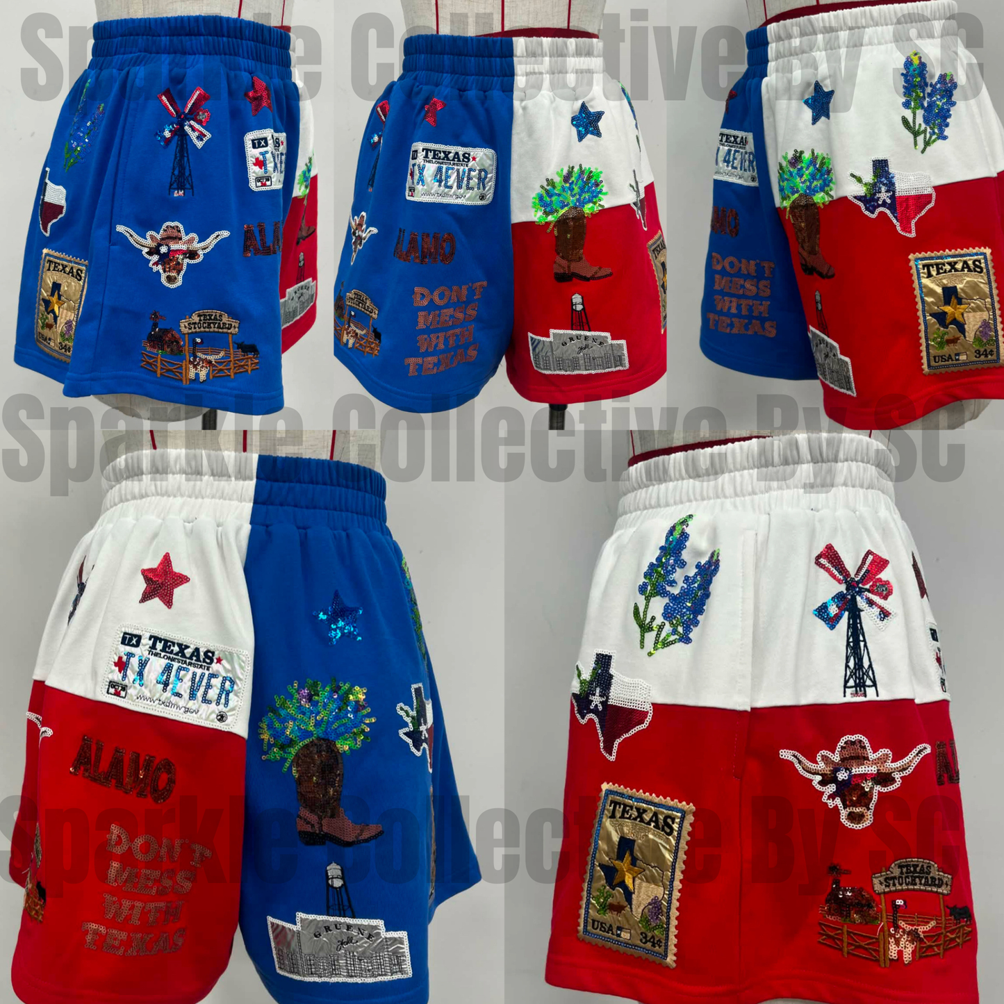Light Weight Deep in the Heart of Texas by SC Sparkle Collective hand sewn sequins Short Set [[ARRIVAL JULY]]