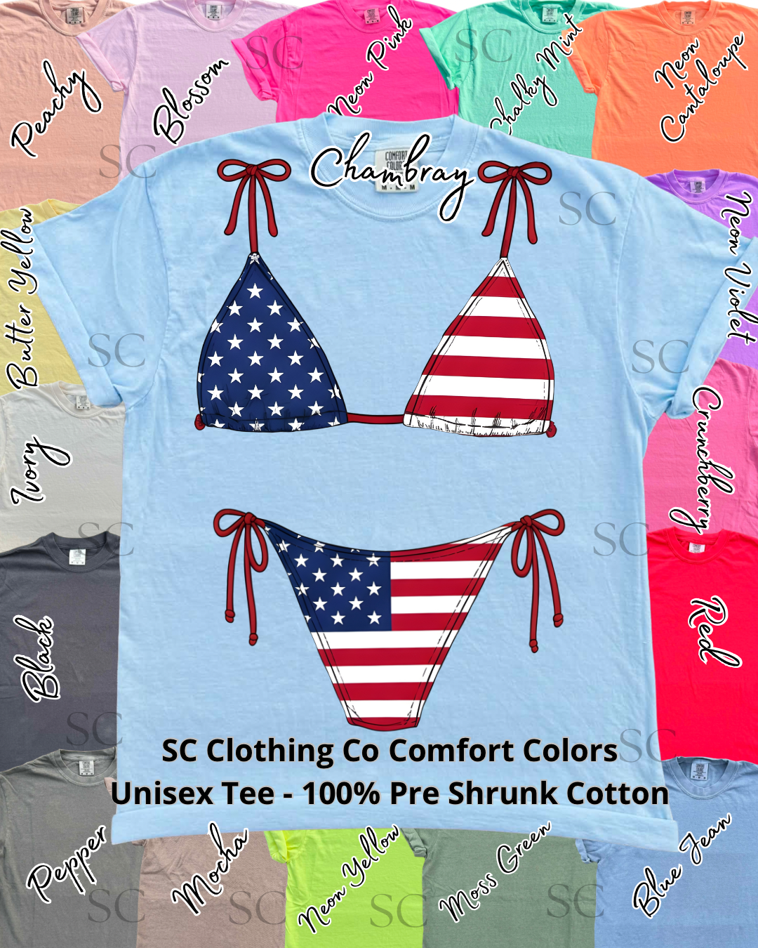 Red White Blue Bikini Comfort Colors Tee