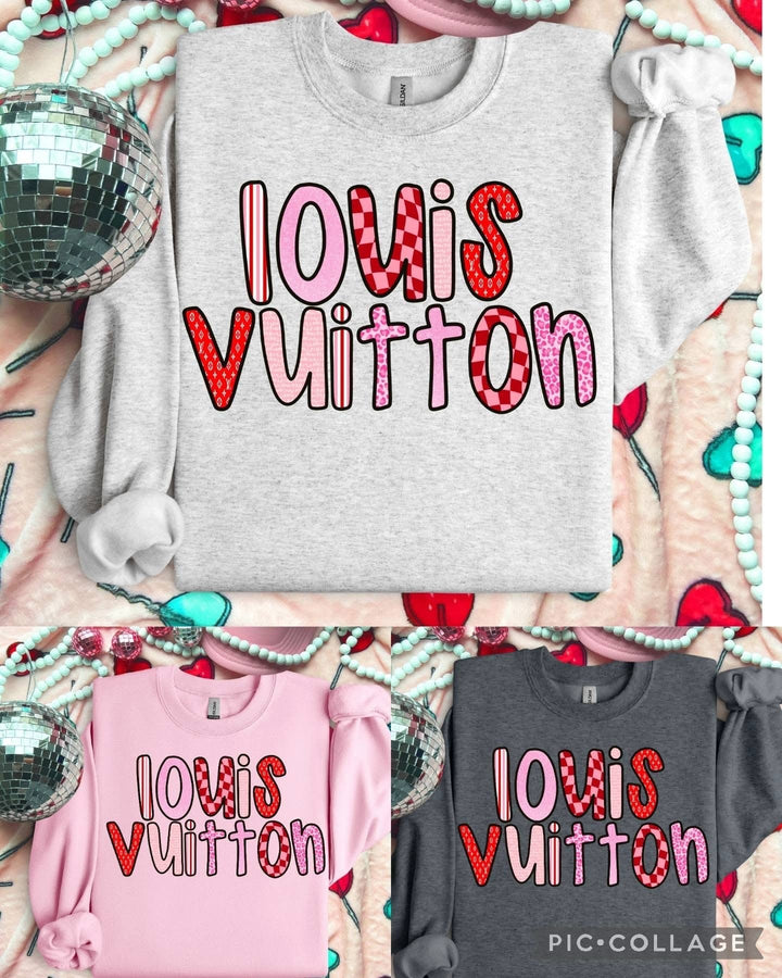 L * Red/Pink Patterned ADULT TEE OR PULLOVER