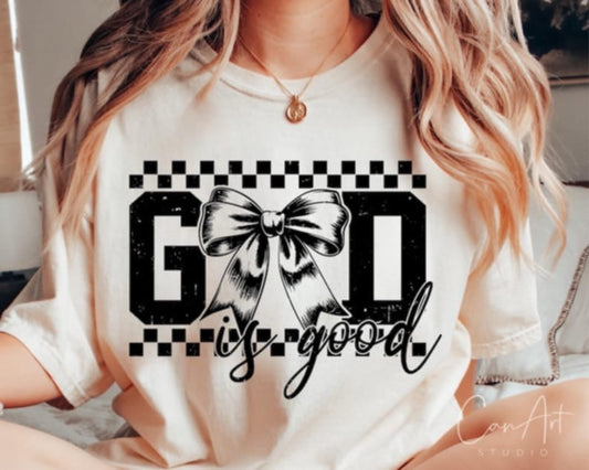 God is good checkered ADULT TEE OR PULLOVER