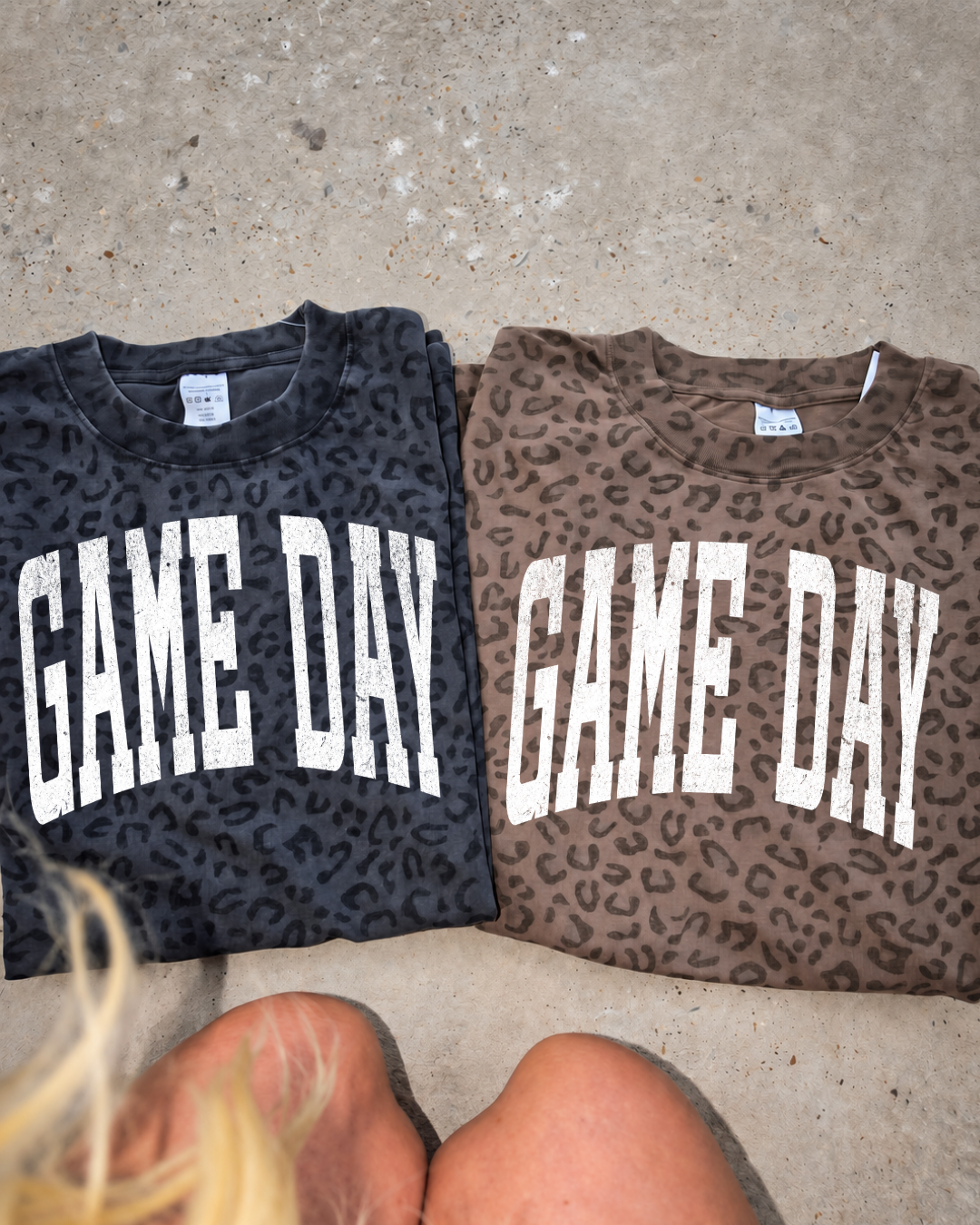 GAME DAY (white) {BROWN OR BLACK Leopard} Oversized Tee