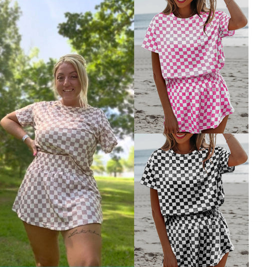 Checkered Skort Set