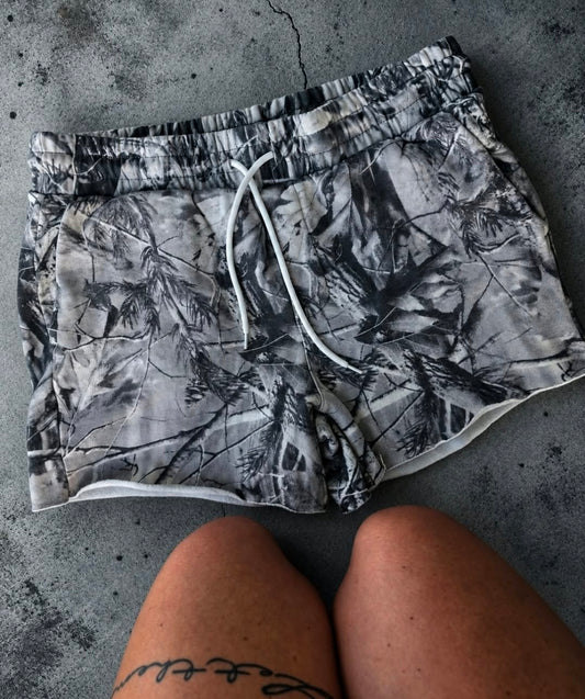 Washed Out Camo Shorts - Unisex fit, fleeced lined, 100% cotton {comfy fit}