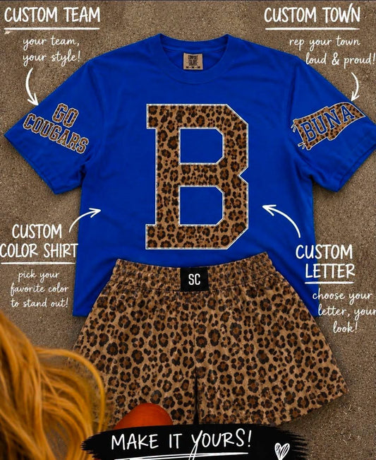 <<CUSTOM>> GAME DAY LETTER SC Exclusive Cheetah Tee