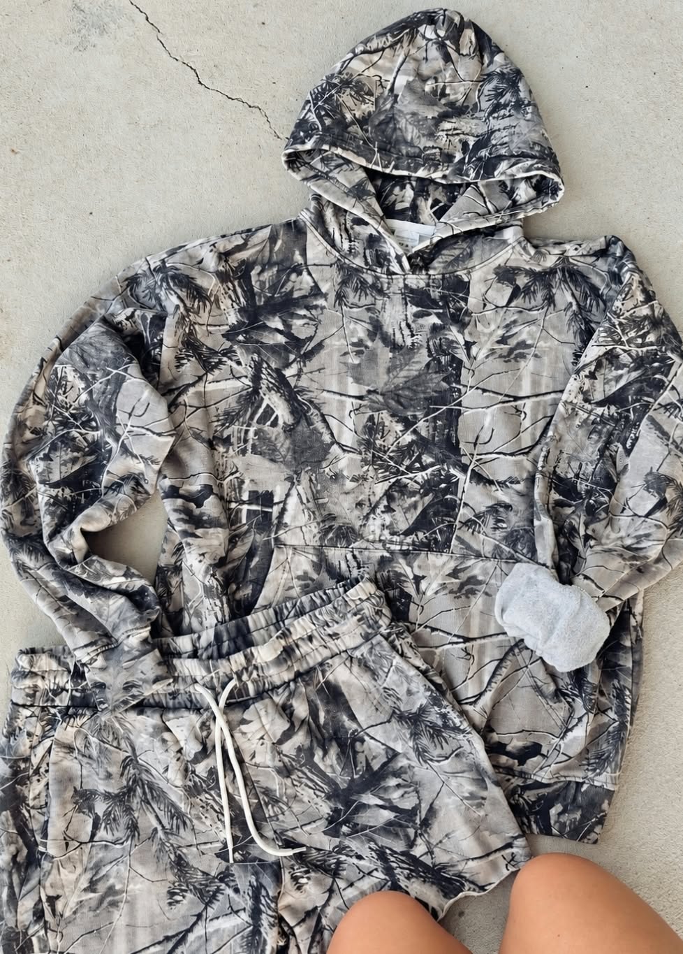 Cozy Fleece Washed Camo Hoodie TT