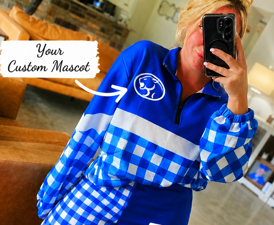SC EXCLUSIVE custom Gingham Game Day Quarter Zip Pullover {only} Arrival Mid August