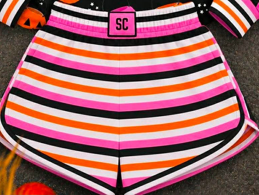 SC Custom Piece Girly Candy Corn Striped {SHORTS ONLY} Youth & Adult Pre order Delivering to you early in September