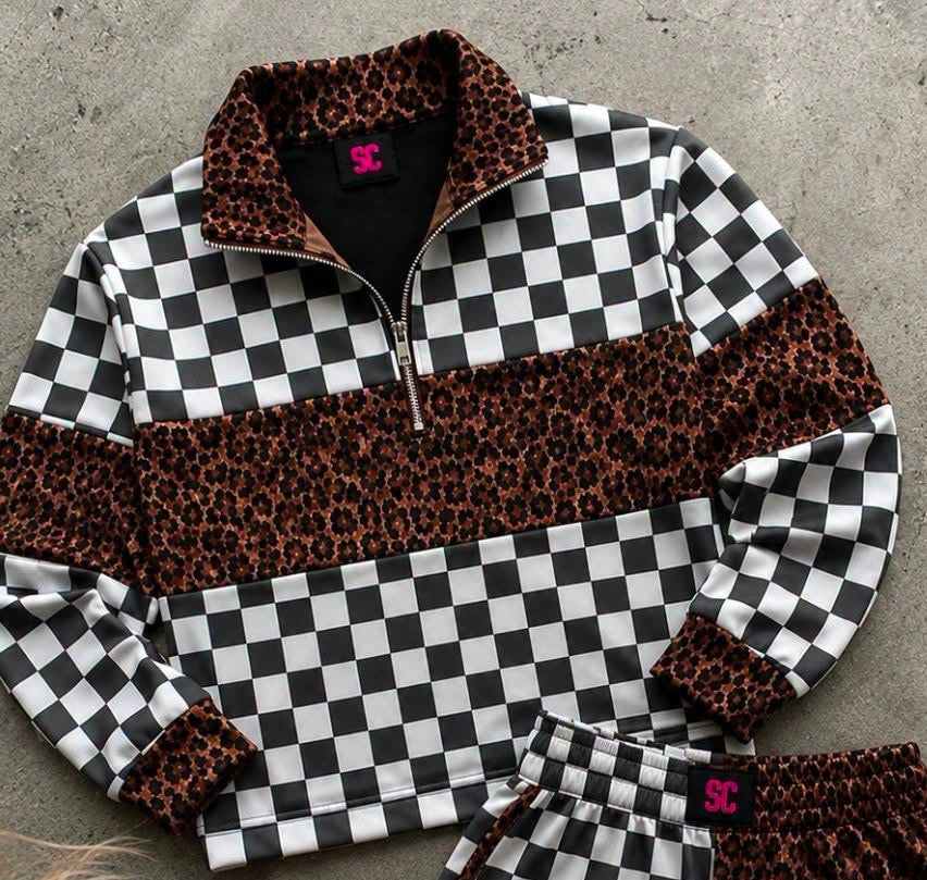 White Combo Checkered Babe {Quarter Zip ONLY} Youth & Adult Pre order Delivering to you late AUGUST SC Custom Piece