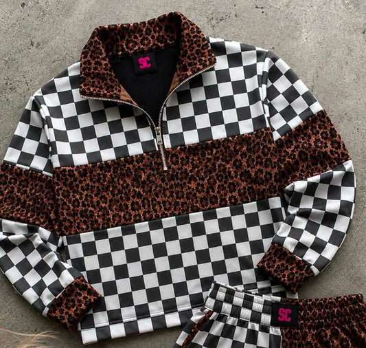 White Combo Checkered Babe {Quarter Zip ONLY} Youth & Adult Pre order Delivering to you 3-4 weeks SC Custom Piece