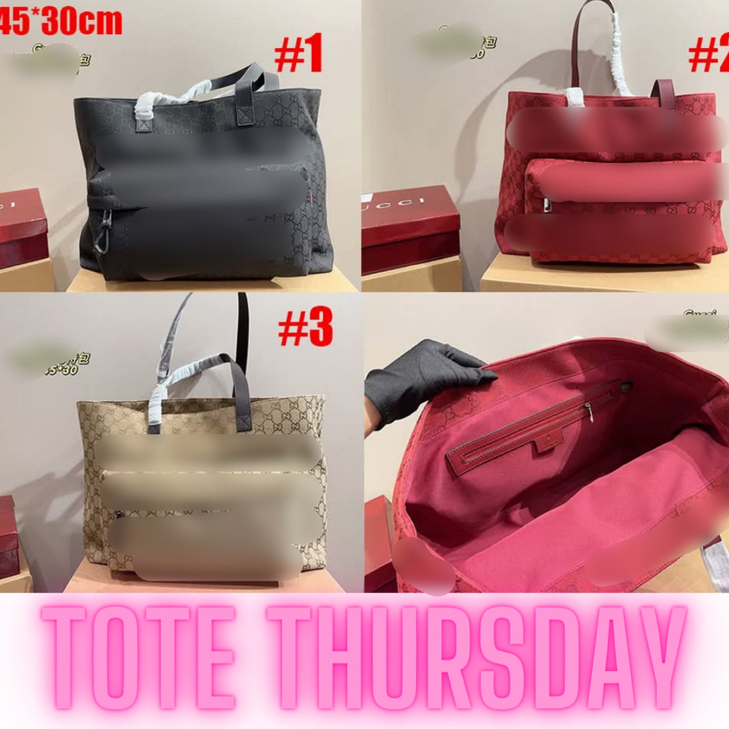 Double g zip front tote