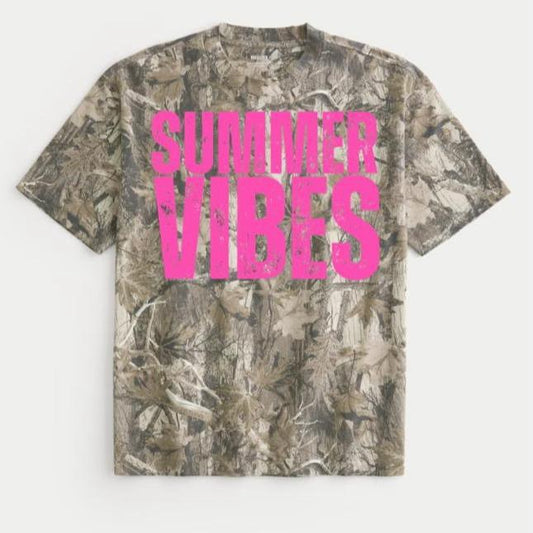 Summer Vibes Camo Oversized Tee