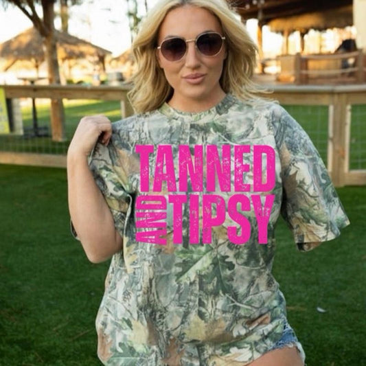Tanned & Tipsy Camo Oversized Tee
