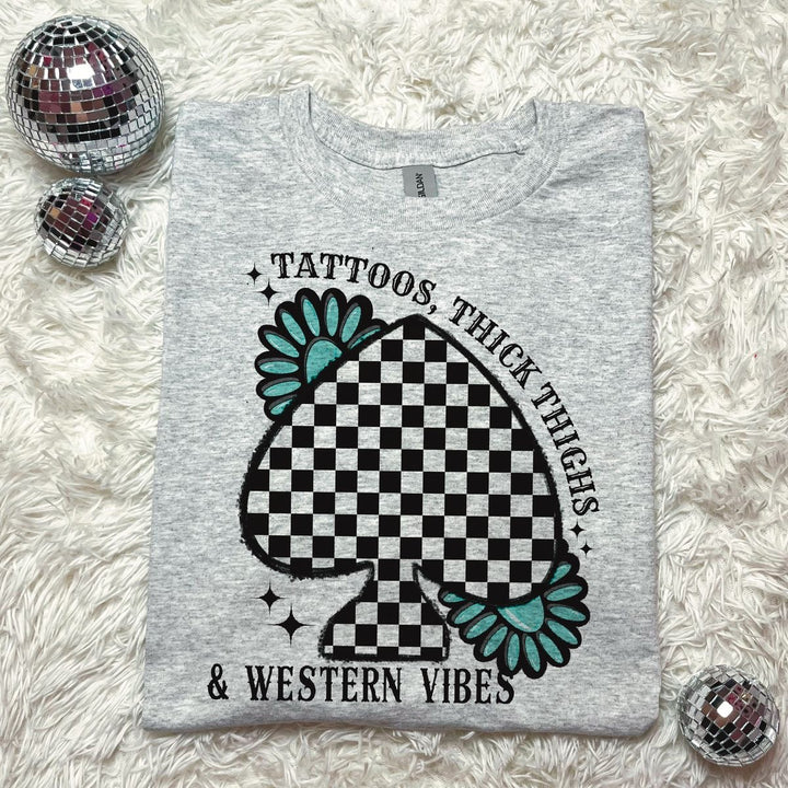 Tattoos thick thighs western vibes ADULT TEE OR PULLOVER