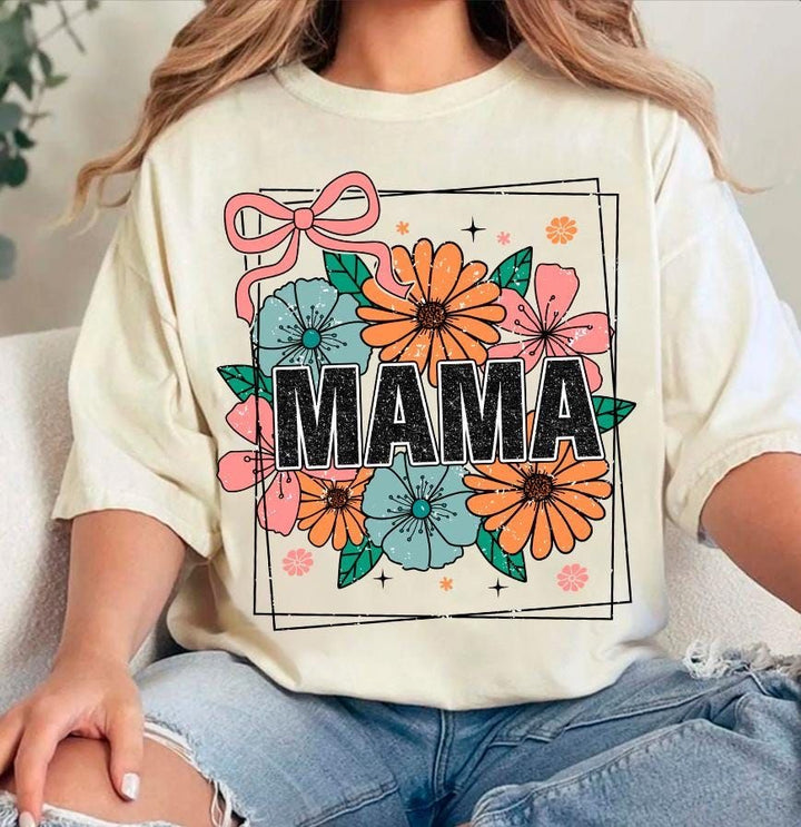 Mama Floral Bow ADULT TEE OR PULLOVER