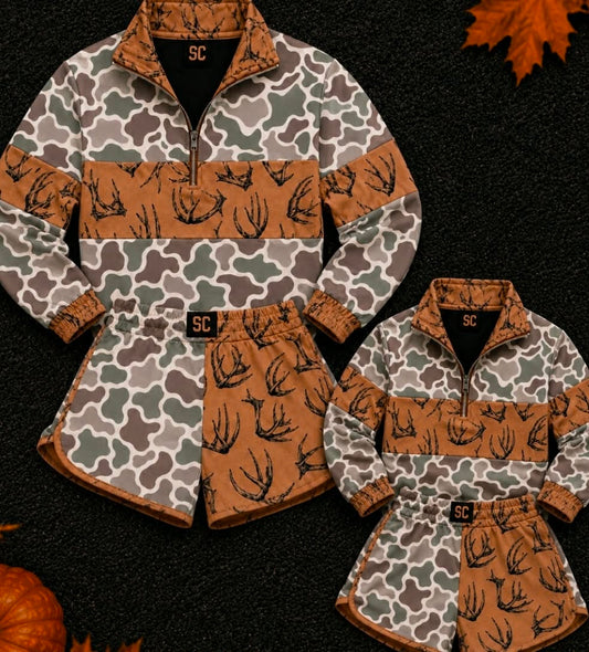 Southern Girl Antlers + Duck Camo {Set Pullover + Shorts} Youth & Adult Pre order Delivering to you early in September SC Custom Piece