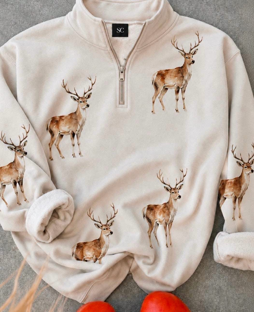 Oh Deer Quarter Zip Pullover