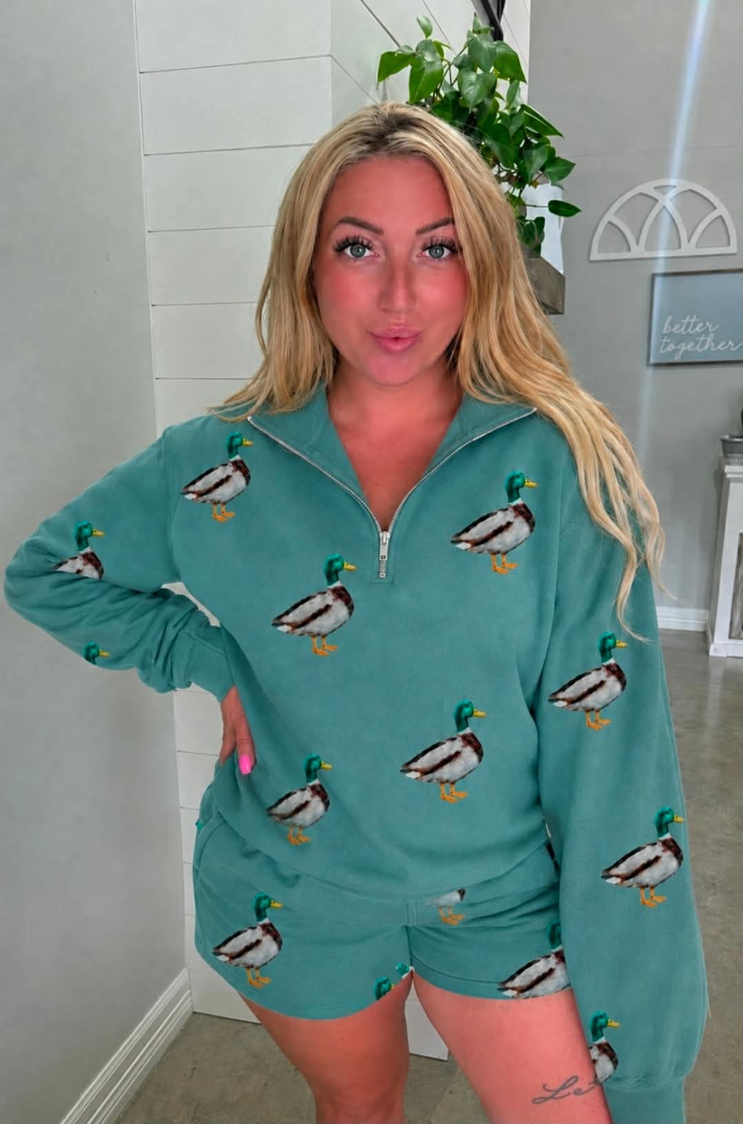 Mallard Quarter Zip Pullover + Shorts Set