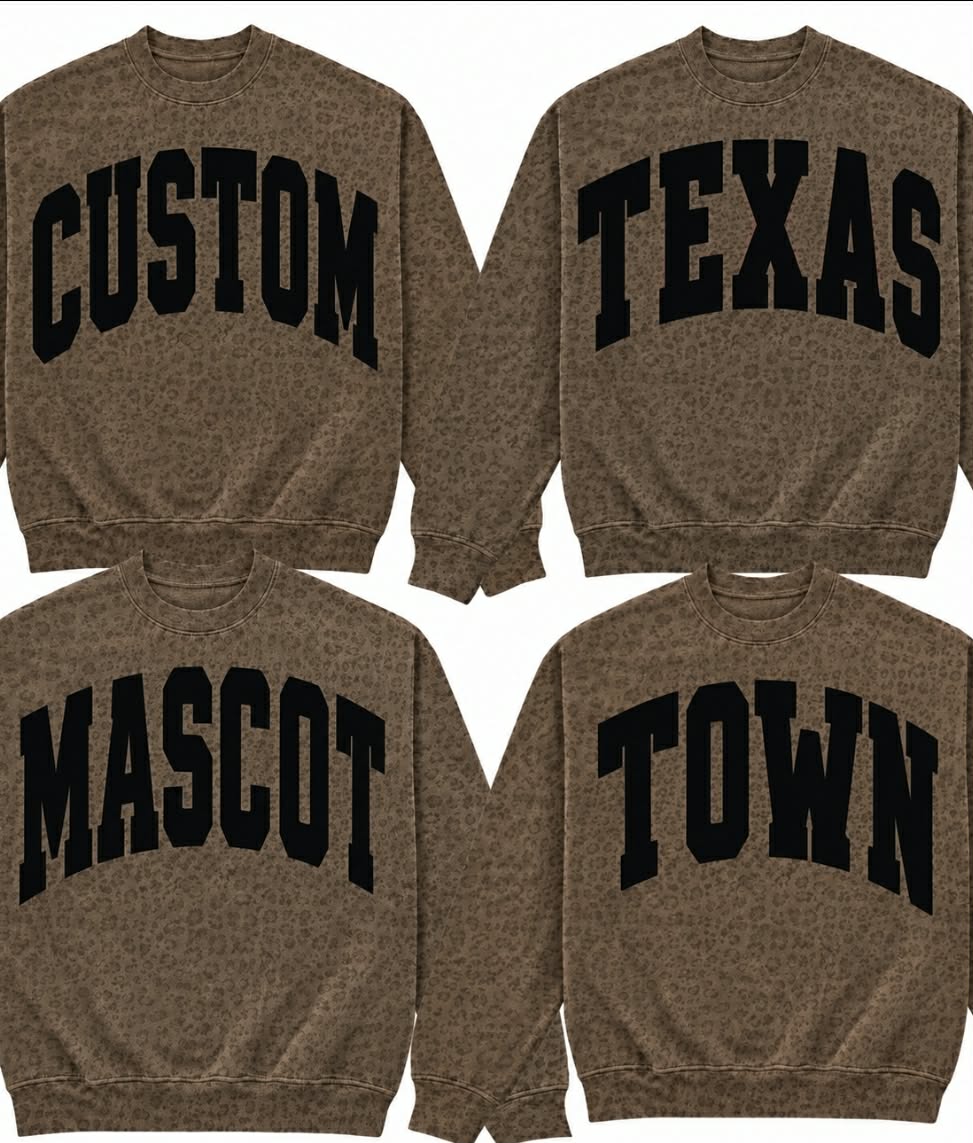 *CUSTOM* Vintage leopard wash heavy weight crew Black Design