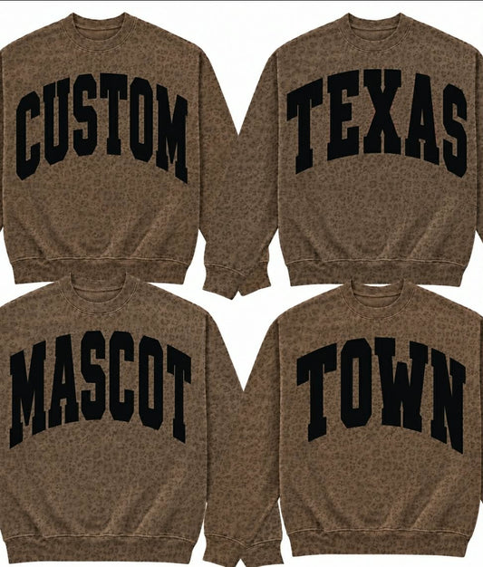 *CUSTOM* Vintage leopard wash heavy weight crew Black Design
