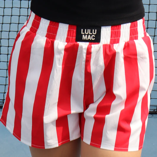 LULU MAC Red Darby Stripe Boxer Shorts