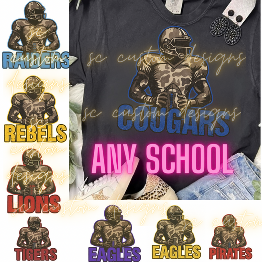 Game Day Football Camo ANY SCHOOL CUSTOM T Shirt Tuesday