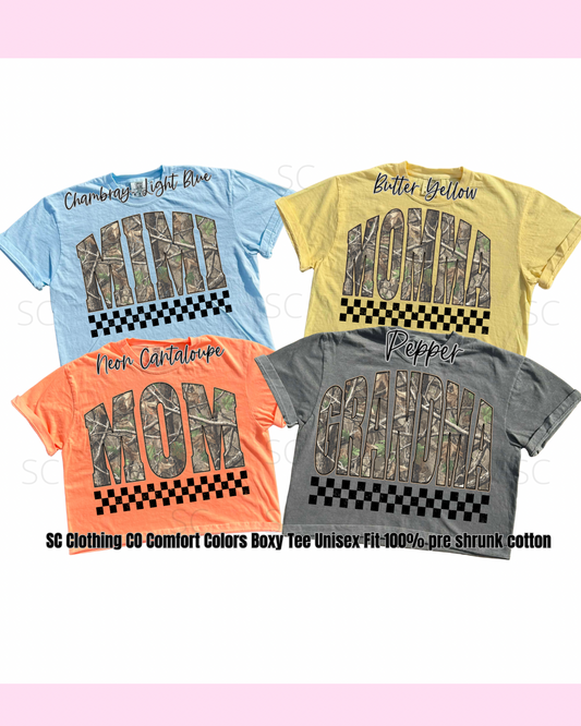 BOXY FIT Comfort Colors Camo Checkered *CUSTOM NAME*