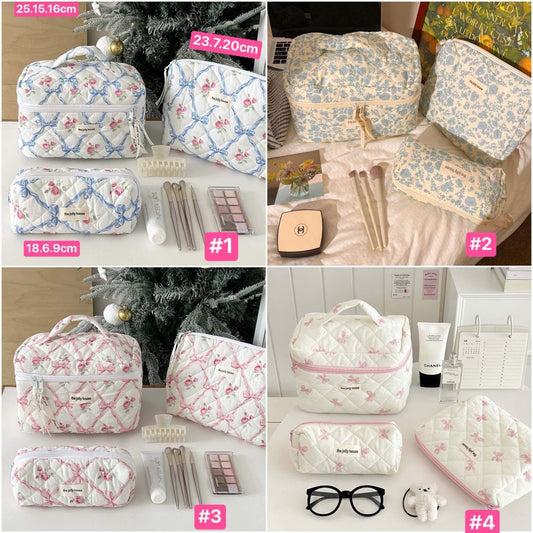 Quilted makeup set bag