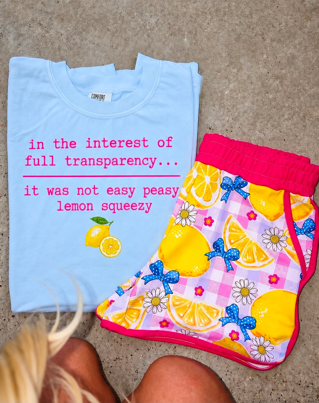 Easy Peasy Lemon Squeezy Over It Set (shorts and TEE)