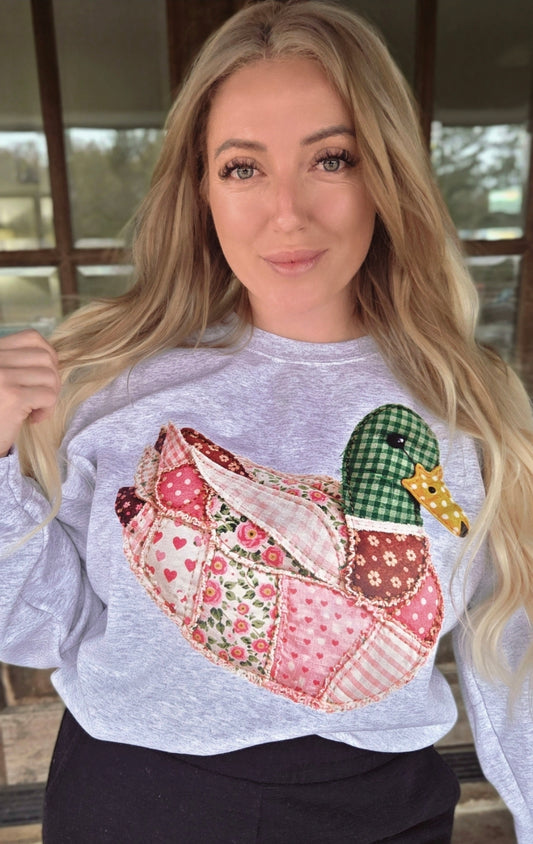 Pretty in Pink OG Duck Faux Patchwork Pullover