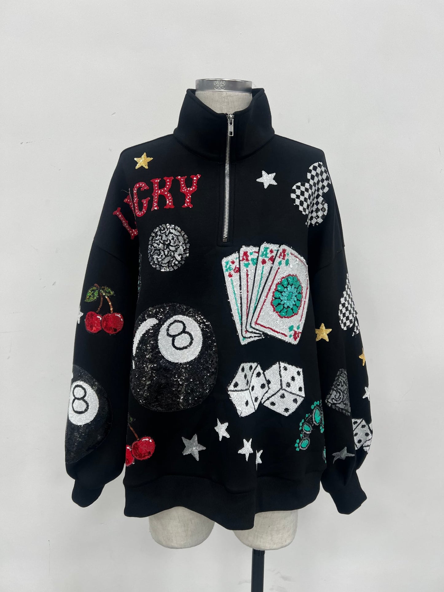 Extra Lucky Girl Sparkle Collective [[custom]] Light weight Scuba Quarter Zip IN STOCK